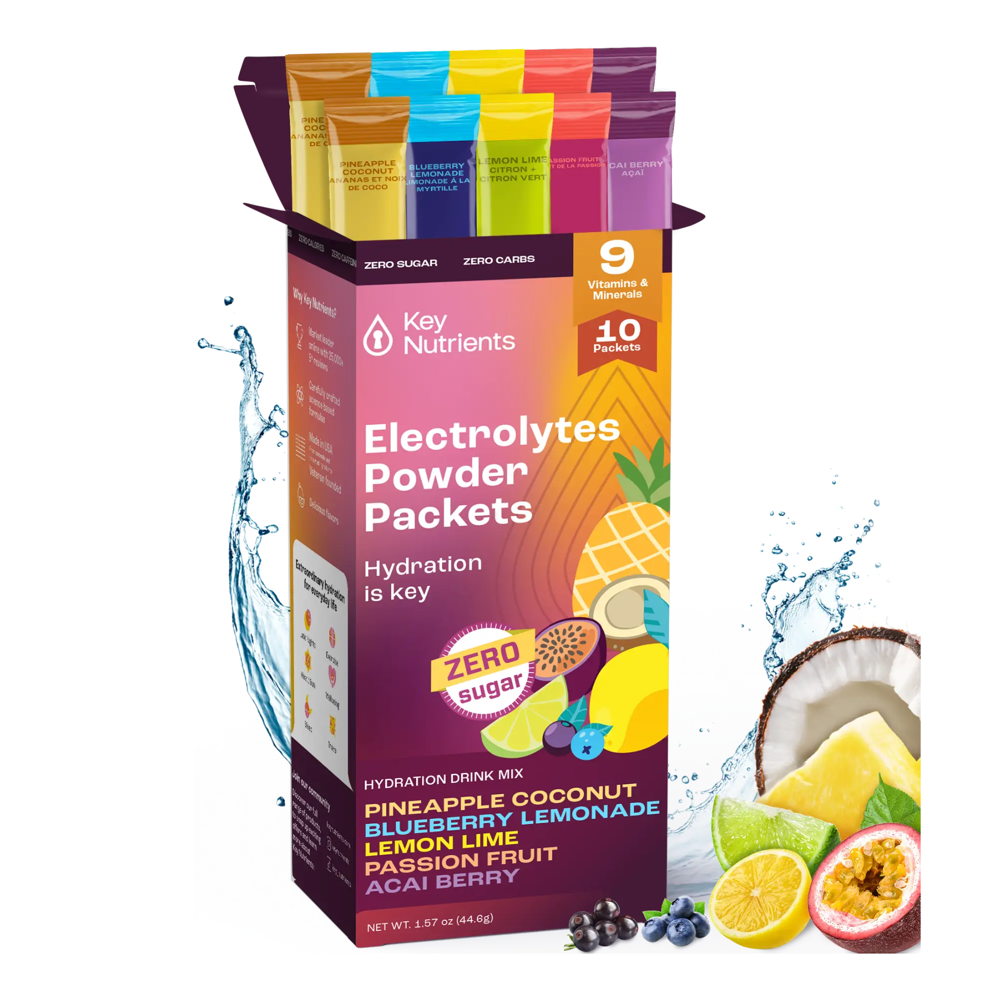 Electrolyte Recovery Plus Powder Travel Packets Key Nutrients