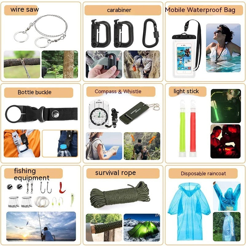 Outdoor Camping Supplies Equipment Multifunctional Outdoor Survival Emergency Kit Tool Suit Pi-Mart