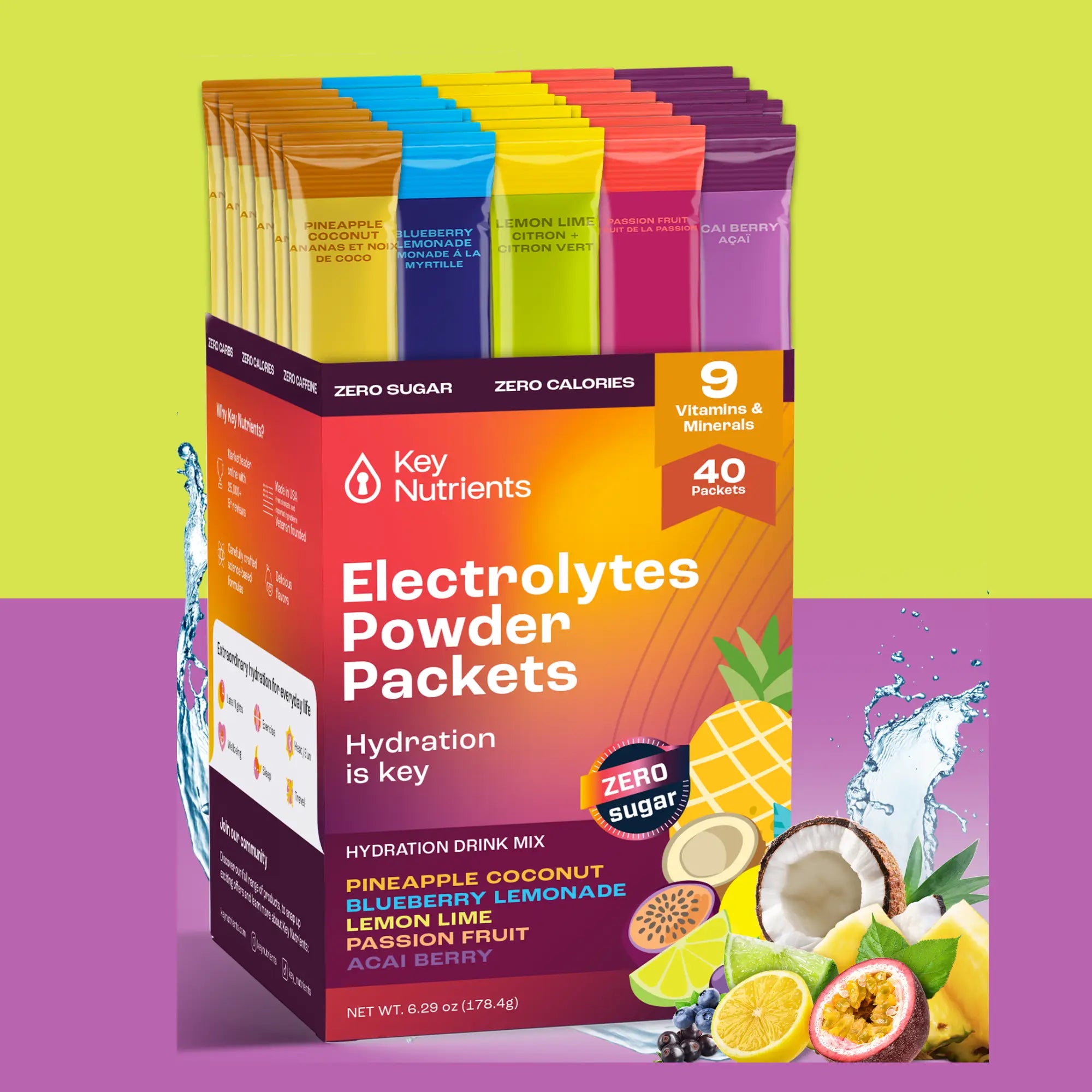 Electrolyte Recovery Plus Powder Travel Packets Key Nutrients