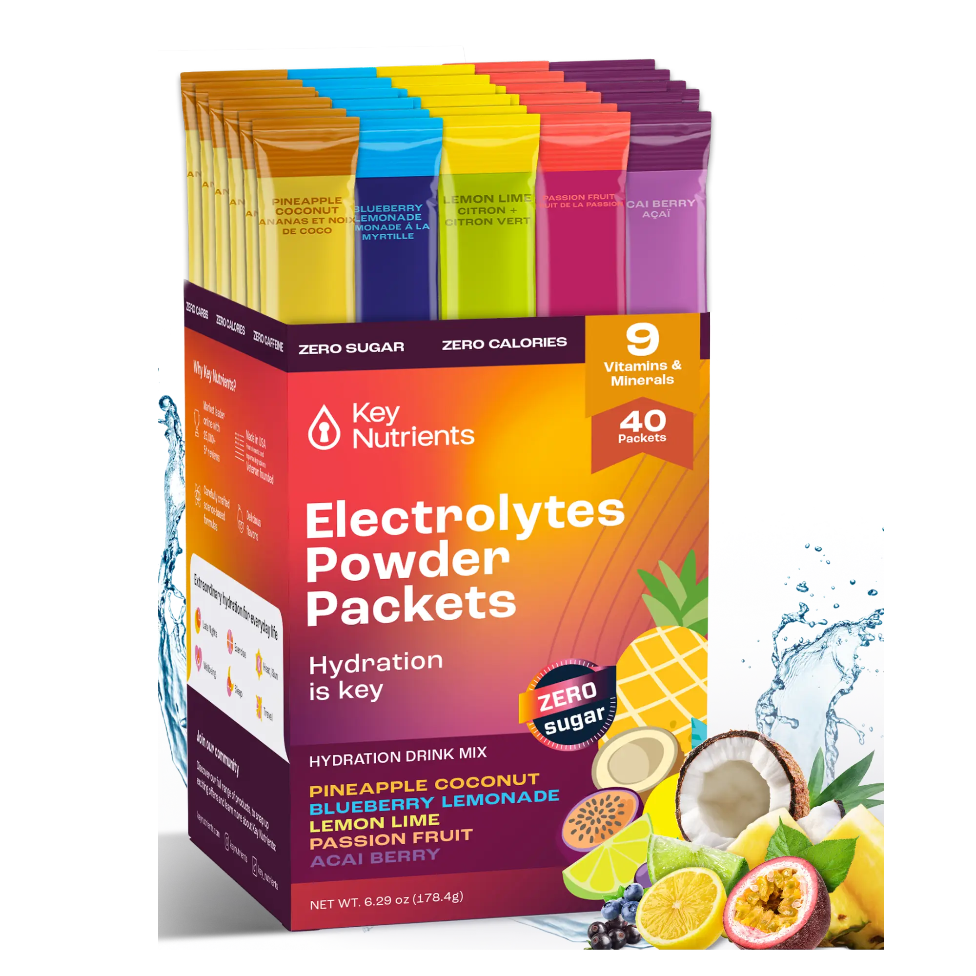 Electrolyte Recovery Plus Powder Travel Packets Key Nutrients