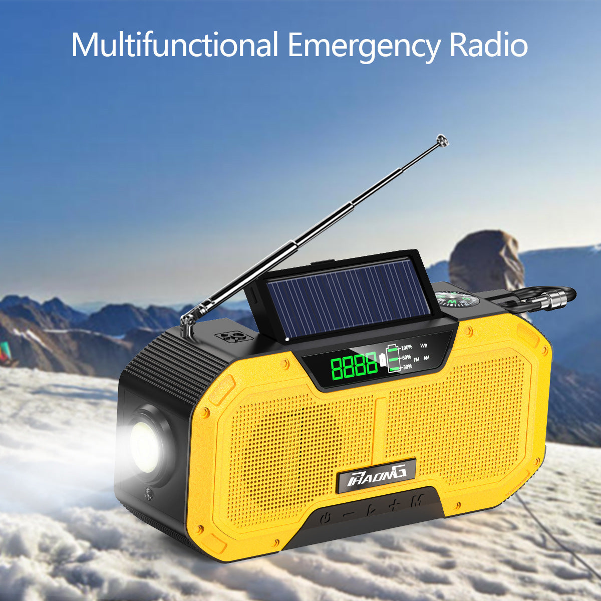 Outdoor Emergency Radio Bluetooth Speaker Solar Hand Flashlight Mobile Charging 5000 Mah Large Capacity V.I.P Digital Presence