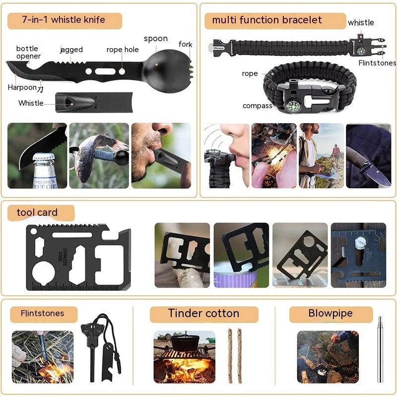 Outdoor Camping Supplies Equipment Multifunctional Outdoor Survival Emergency Kit Tool Suit Pi-Mart