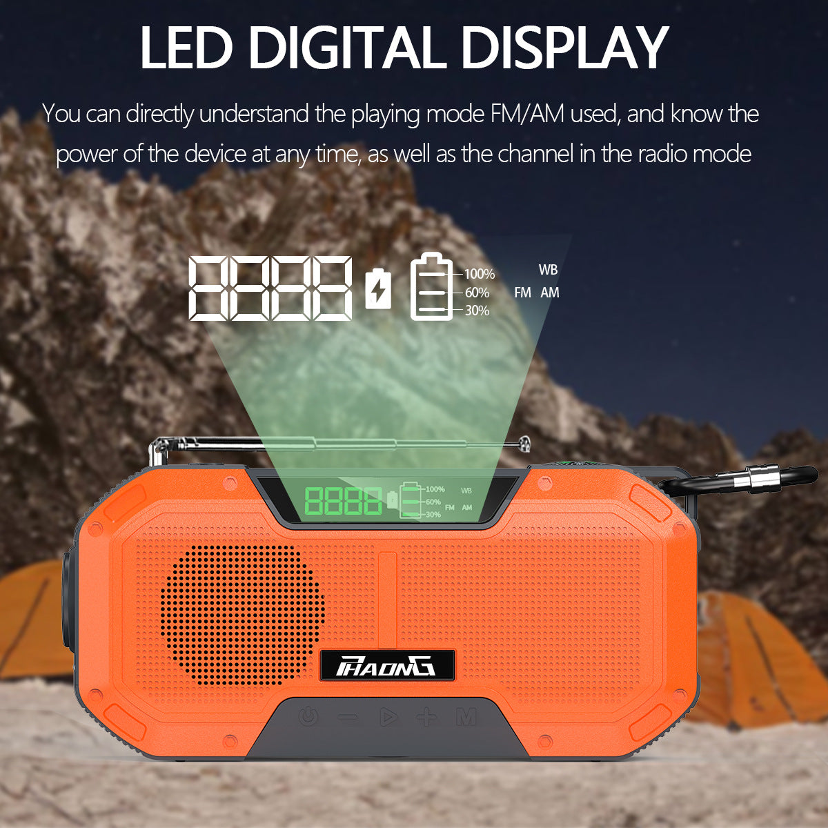 Outdoor Emergency Radio Bluetooth Speaker Solar Hand Flashlight Mobile Charging 5000 Mah Large Capacity V.I.P Digital Presence