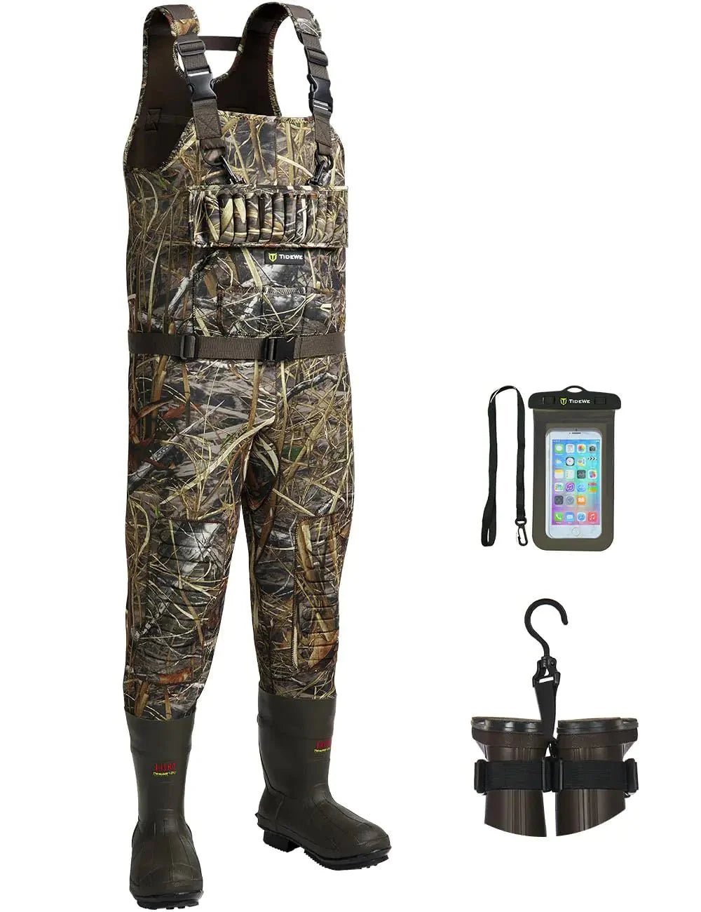 TIDEWE Hunting Wader 5mm Neoprene Chest Waders with 1400 Gram Insulation Rubber Boots Waterproof and Seam Sealed Bootfoot Chest Wader for Fishing and Hunting (Next Camo Evos Size 7) Backcountry Sportsman