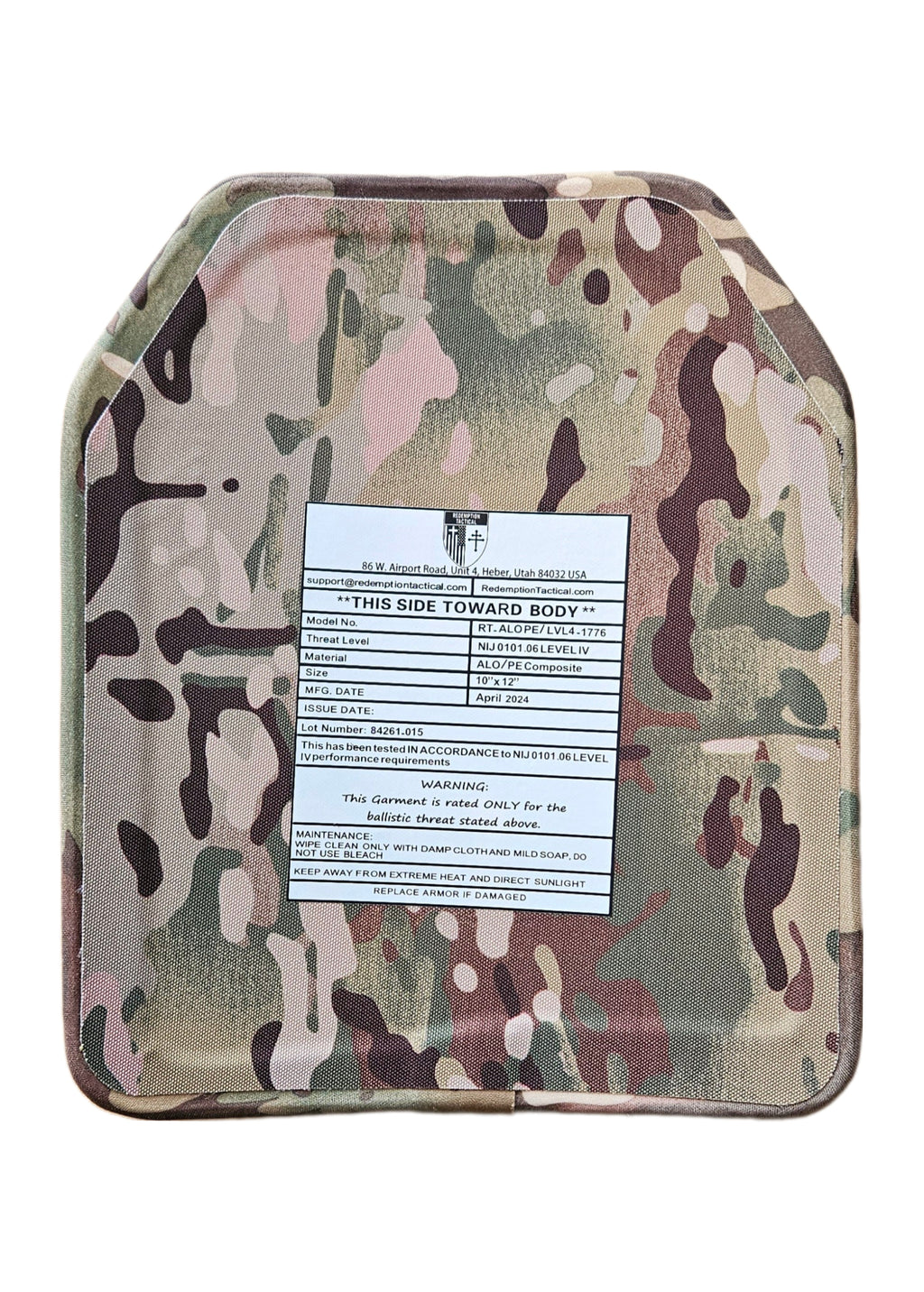 Redemption Tactical CRUSADER 2.0® V4 ARMOR FULL KIT COMBO PACKAGE LIGHTWEIGHT LEVEL IV  (2) 10x12 Front/Back Plates (2) 6x8 Side Plates (Level III PE) Redemption Tactical