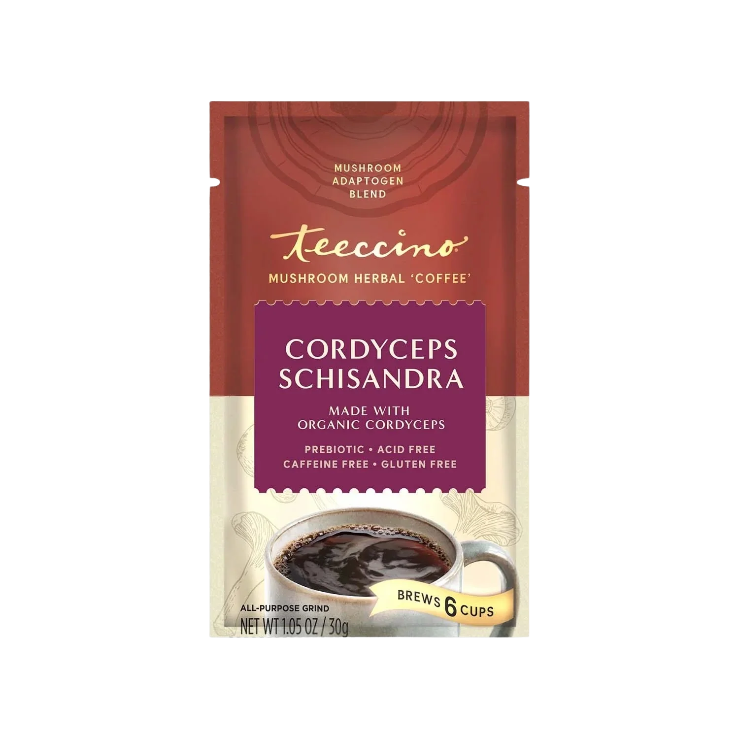 Cordyceps Schisandra Cinnamon Berry Mushroom Herbal Coffee Teeccino