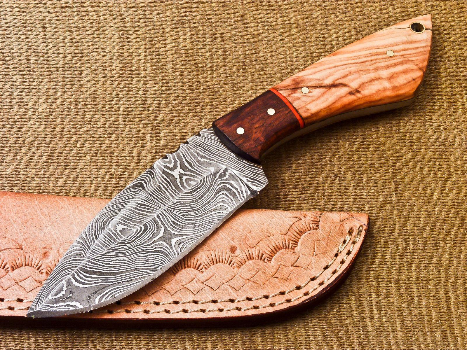 Custom Handmade Damascus Steel Survival Knife - 5" Blade Texan Knives