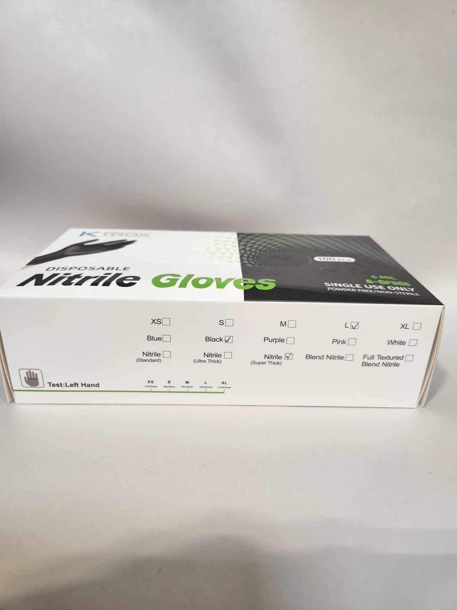 K-Trox Disposable Nitrile Gloves, 6 Mil Black Powder Free K-Trox Sales, Inc.