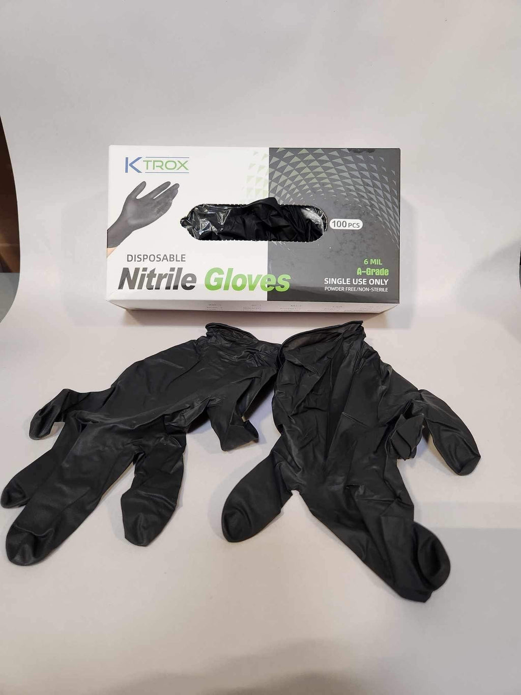 K-Trox Disposable Nitrile Gloves, 6 Mil Black Powder Free K-Trox Sales, Inc.