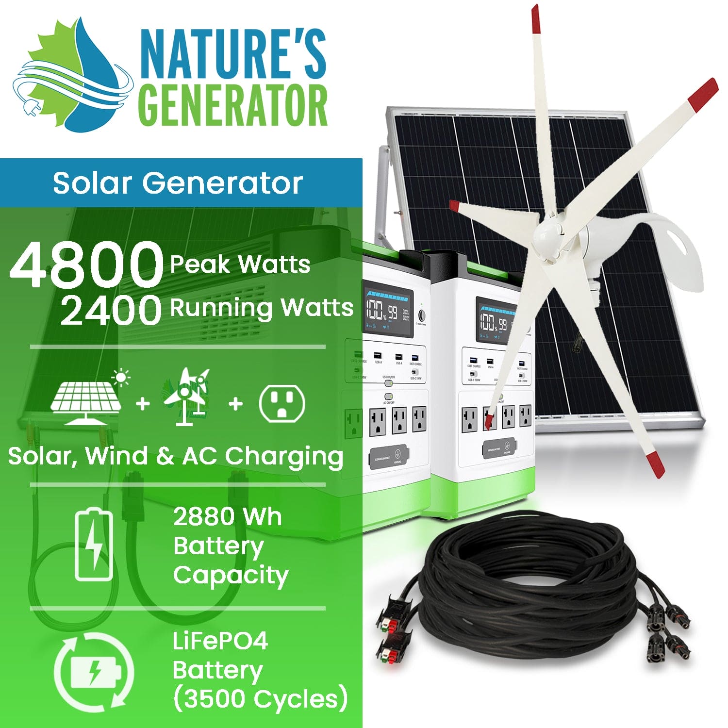 Nature's Generator Lithium 1800 Solar and Wind Generator Nature's Generator