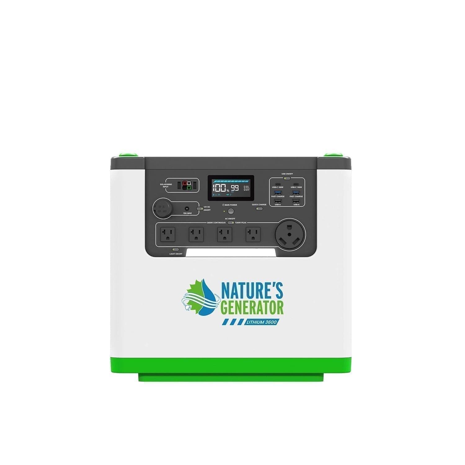 Nature's Generator Lithium 3600 Solar Generator and Transfer Switch Nature's Generator