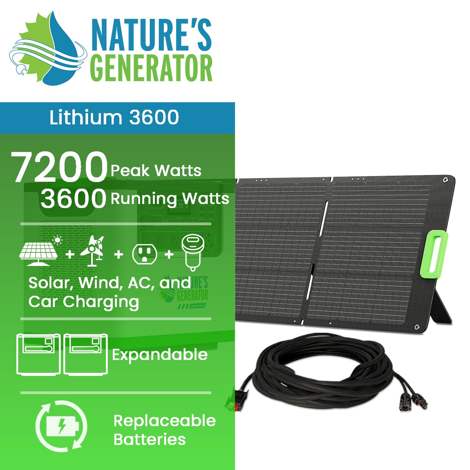 Nature's Generator Lithium 3600 Solar Generator Nature's Generator