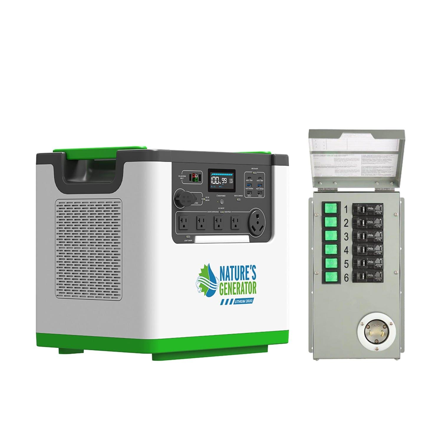 Nature's Generator Lithium 3600 Solar Generator and Transfer Switch Nature's Generator