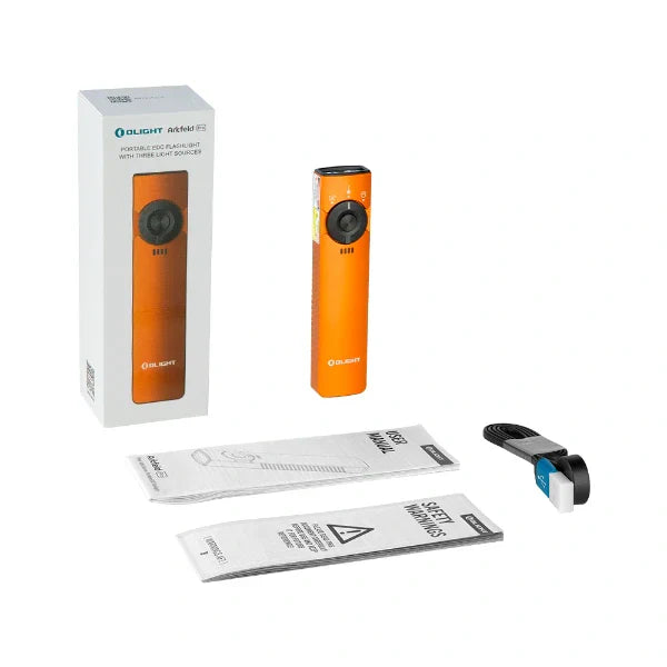 OLIGHT ARKFELDPRO3ROGV3 Arkfeld Pro Flat EDC Flashlight with LED Light UV and Laser - Orange VM Hardware