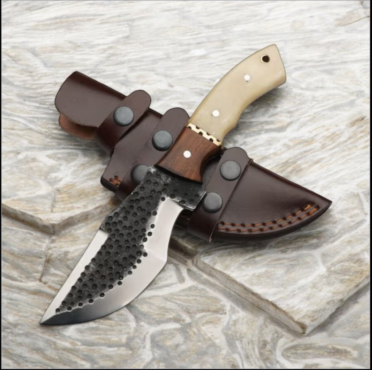 Tom Brown Tracker Survival Knife - D2 Steel Blade, Rosewood & Brass Handle, Leather Case Texan Knives