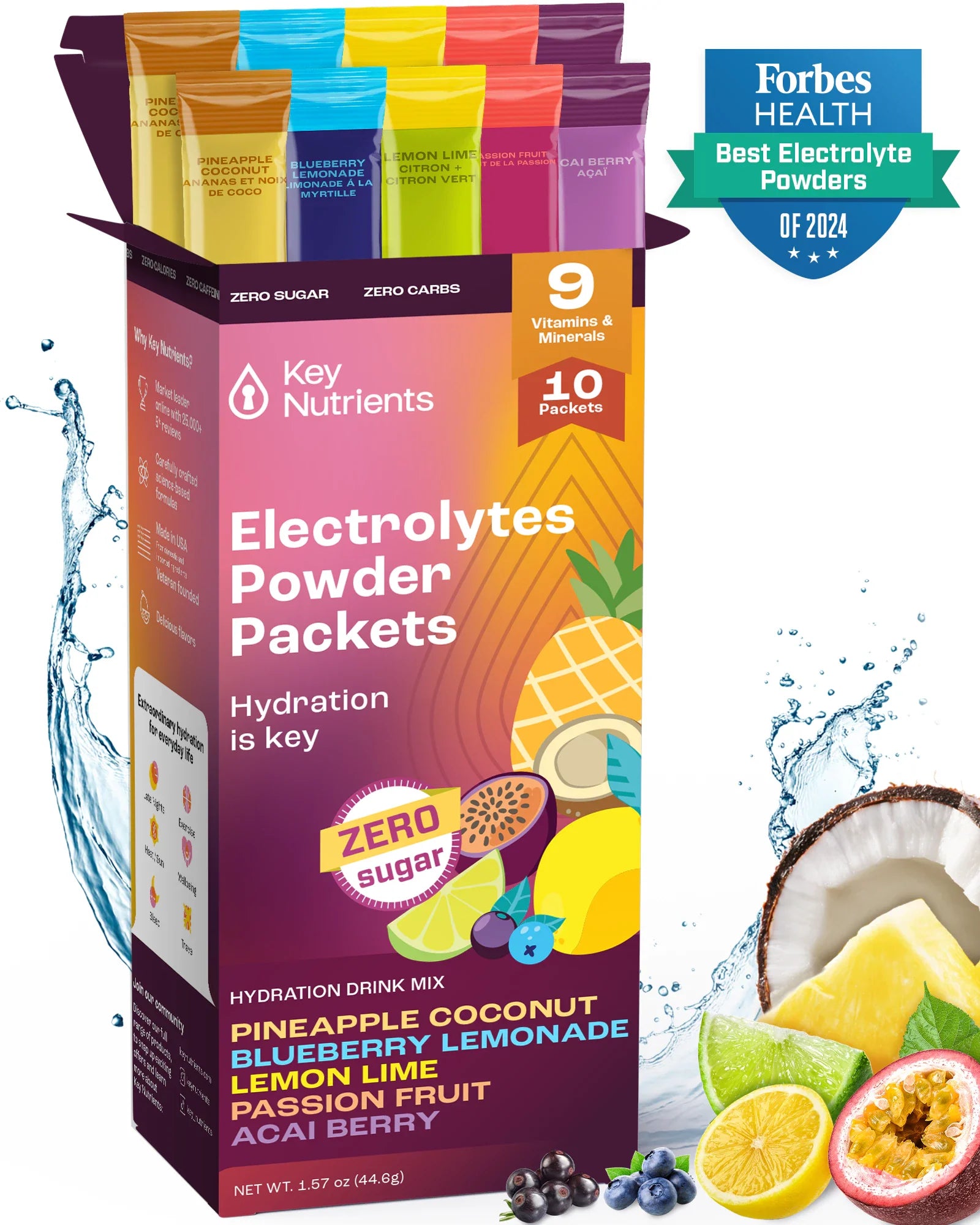 Electrolyte Recovery Plus Powder Travel Packets Key Nutrients