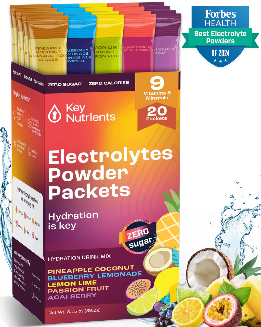 Electrolyte Recovery Plus Powder Travel Packets Key Nutrients