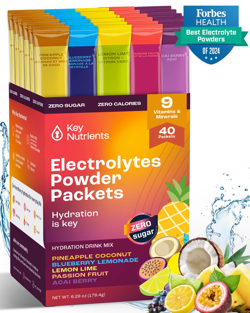 Electrolyte Recovery Plus Powder Travel Packets Key Nutrients
