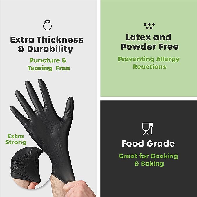 K-Trox Disposable Nitrile Gloves, 6 Mil Black Powder Free K-Trox Sales, Inc.