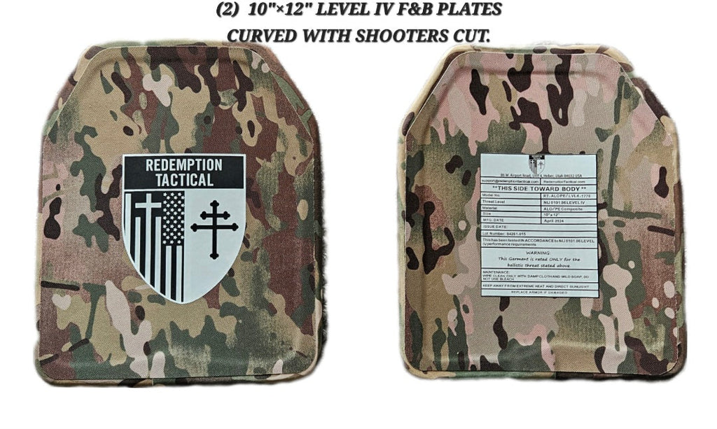 RT CRUSADER 2.0® ARMOR KIT Front/Back Plates LIGHTWEIGHT LEVEL IV  (2) 10x12 Front/Back Plates Full Kit Redemption Tactical