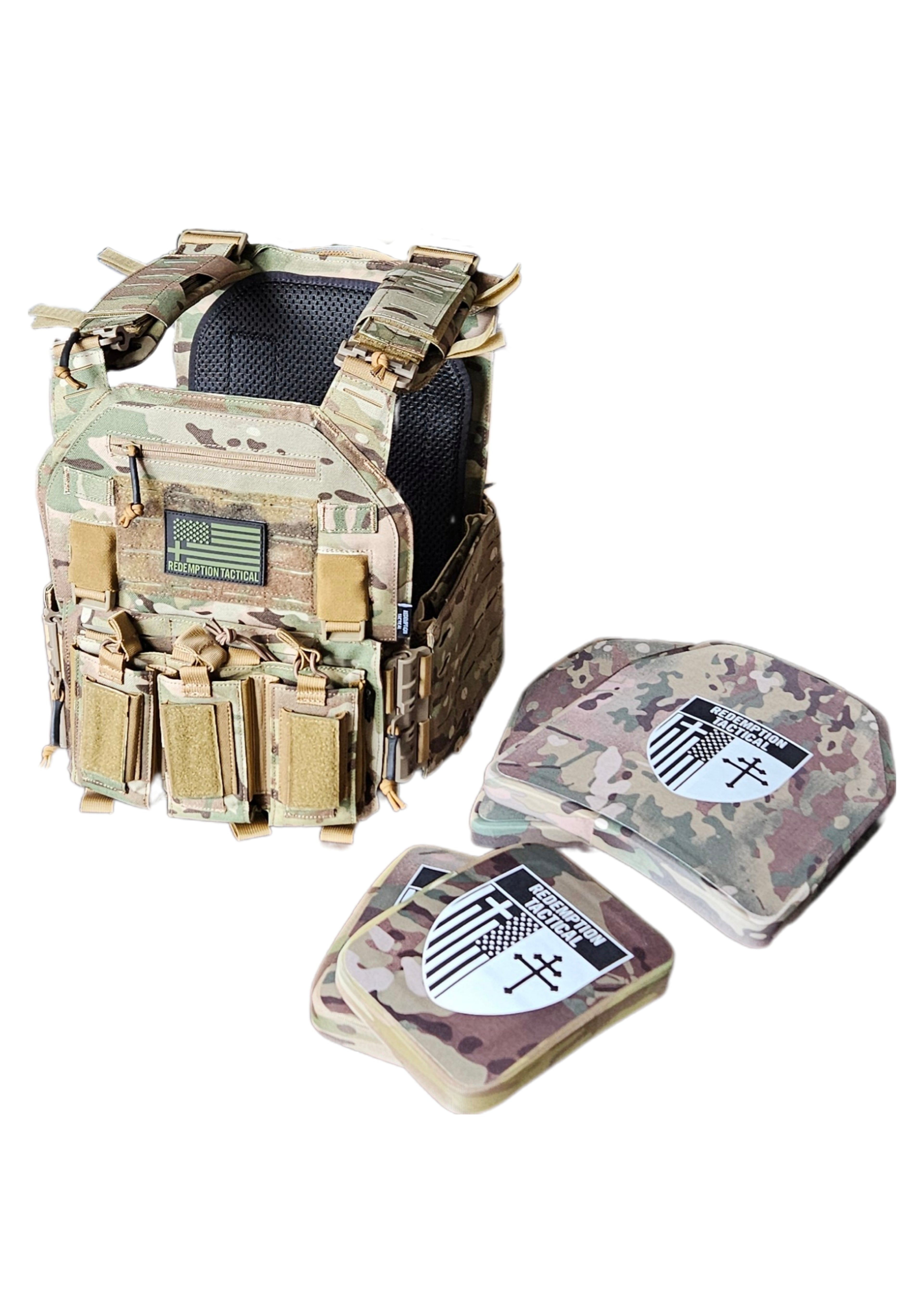 Redemption Tactical CRUSADER 2.0® V4 ARMOR FULL KIT COMBO PACKAGE LIGHTWEIGHT LEVEL IV  (2) 10x12 Front/Back Plates (2) 6x8 Side Plates (Level III PE) Redemption Tactical